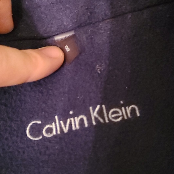 Navy blue Calvin Klein trenchcoat, hidden … - Picture 3 of 7